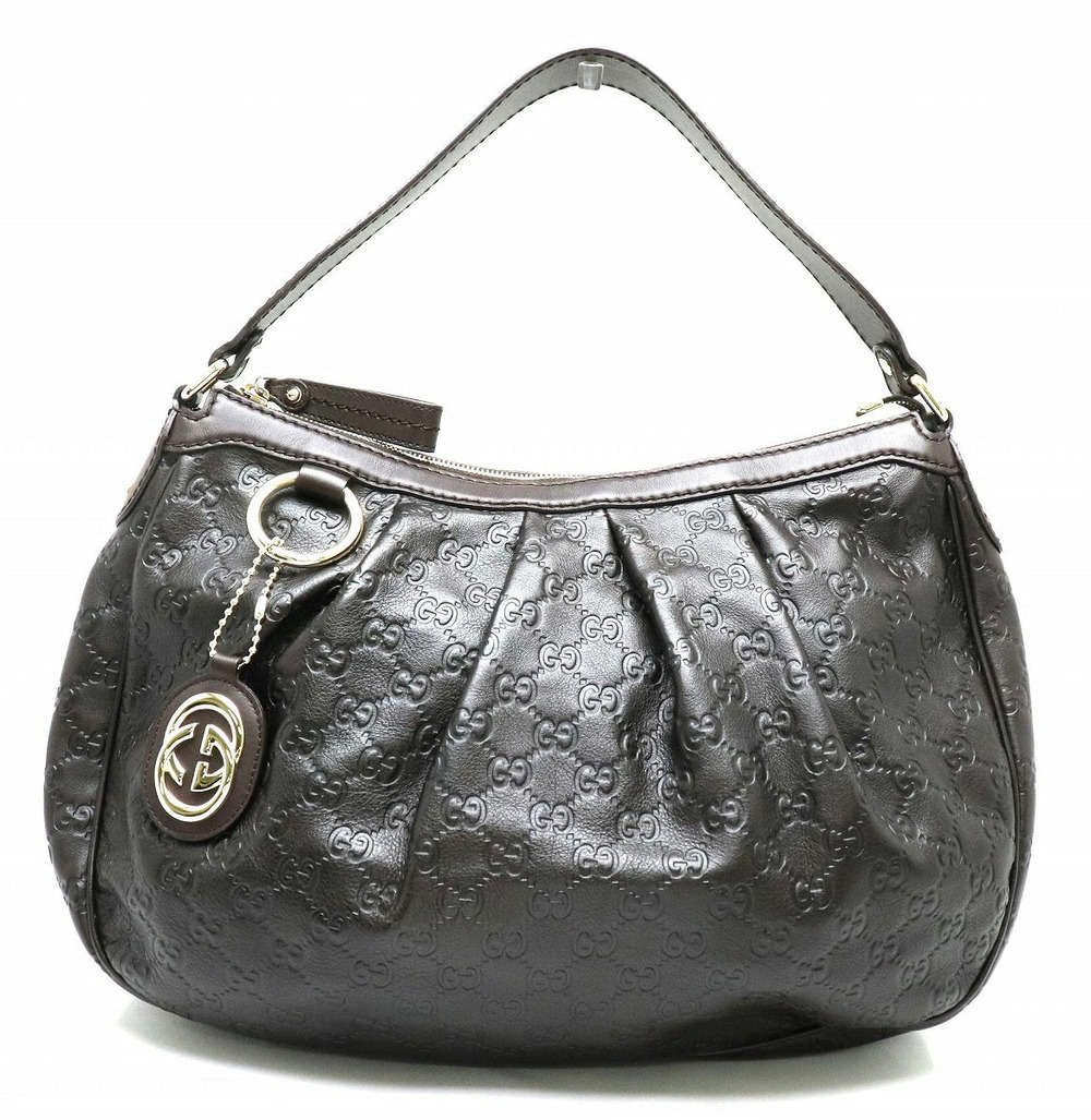 Gucci Sukey Guccissima Handbag Charm Shoulder Bag Leather Brown